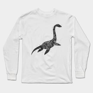 Plesiosaurus dinosaur black and white Long Sleeve T-Shirt